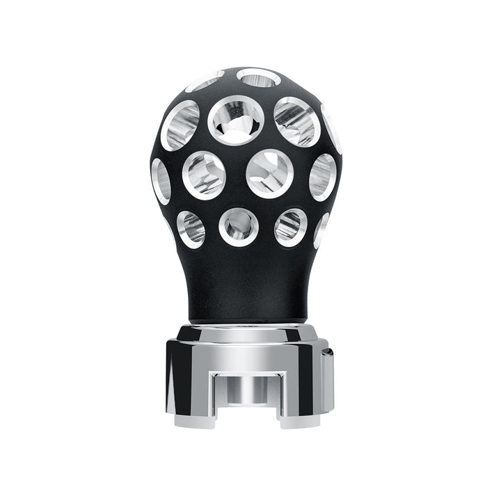 Thread-On Matte Black Phoenix Style Ball Gearshift Knob With LED 13/15/18 Speed Adapter - White LED