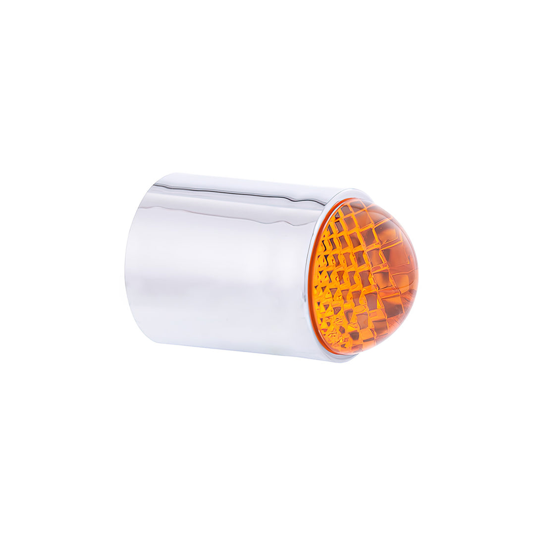 Dome Lens Bumper Guide Top With Chrome Base - Amber (2-Pack)