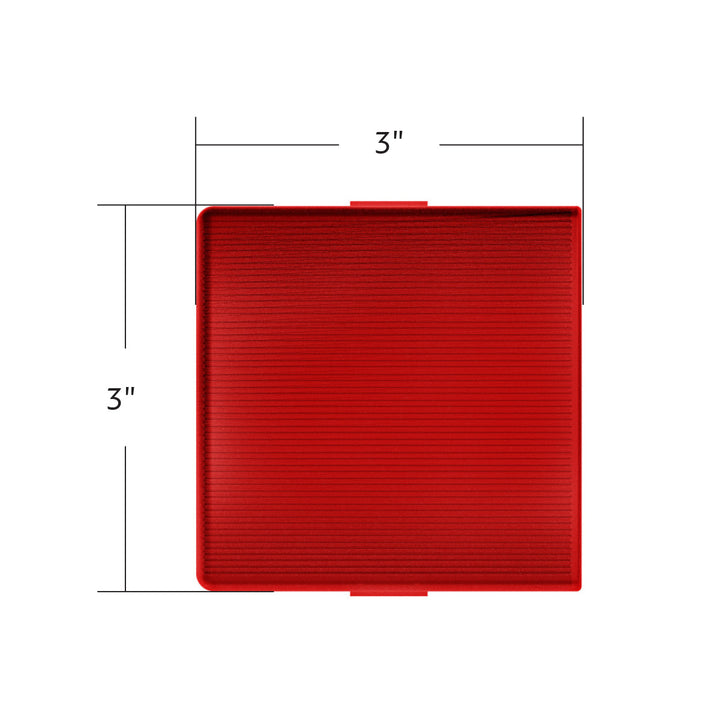 3" x 3" Square Dome Light Lens - Red
