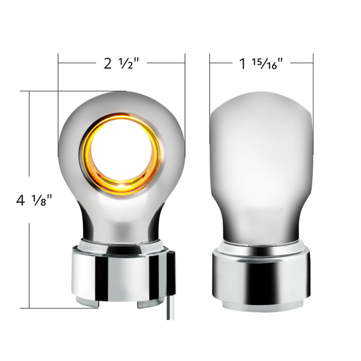 Thread-On Chrome Charlotte Style Gearshift Knob With LED 9/10 Speed Adapter - Amber LED