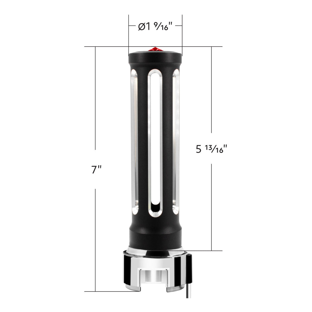 Thread-On Matte Black Sonoma Style Gearshift Knob With LED 13/15/18 Speed Adapter - Red Crystal/Red LED