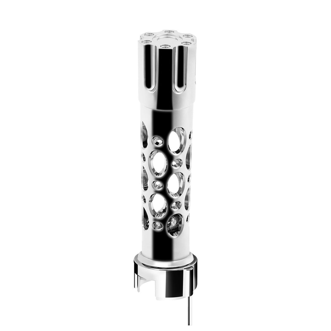 Austin Style Gun Cylinder Gearshift Knob With LED 13/15/18 Speed Adapter - Chrome/Red LED