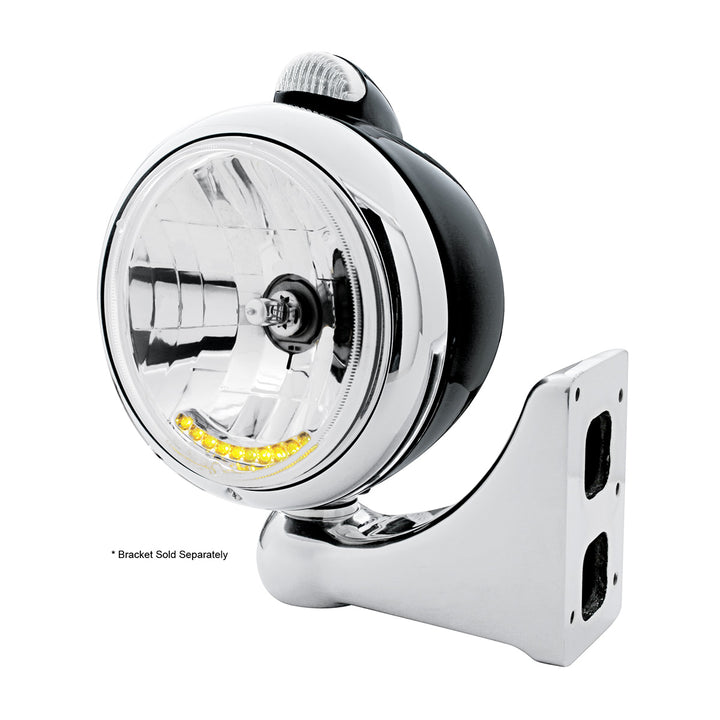 Black Guide 682-C Headlight H4 With 10 Amber LED &amp; Dual Mode LED Signal - Clear Lens
