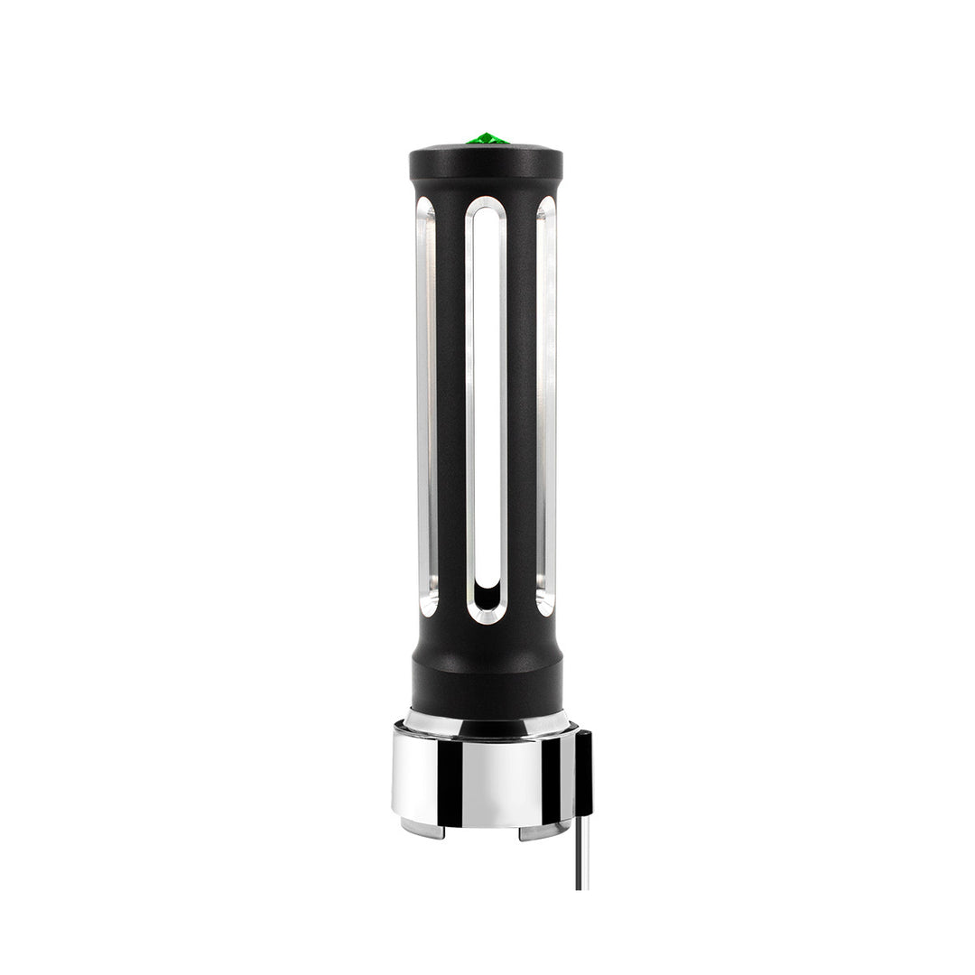 Thread-On Matte Black Sonoma Style Gearshift Knob With LED 9/10 Speed Adapter - Dark Green Crystal/Green LED