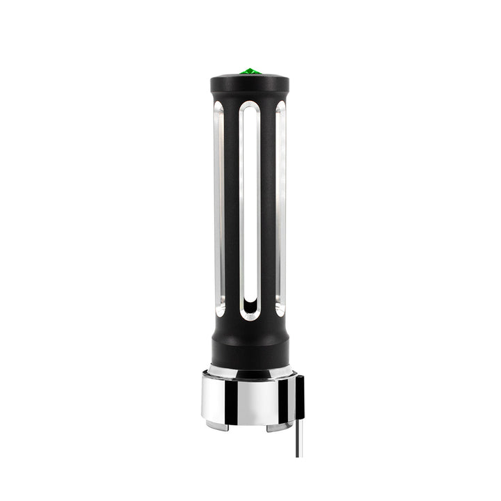 Thread-On Matte Black Sonoma Style Gearshift Knob With LED 9/10 Speed Adapter - Dark Green Crystal/Green LED