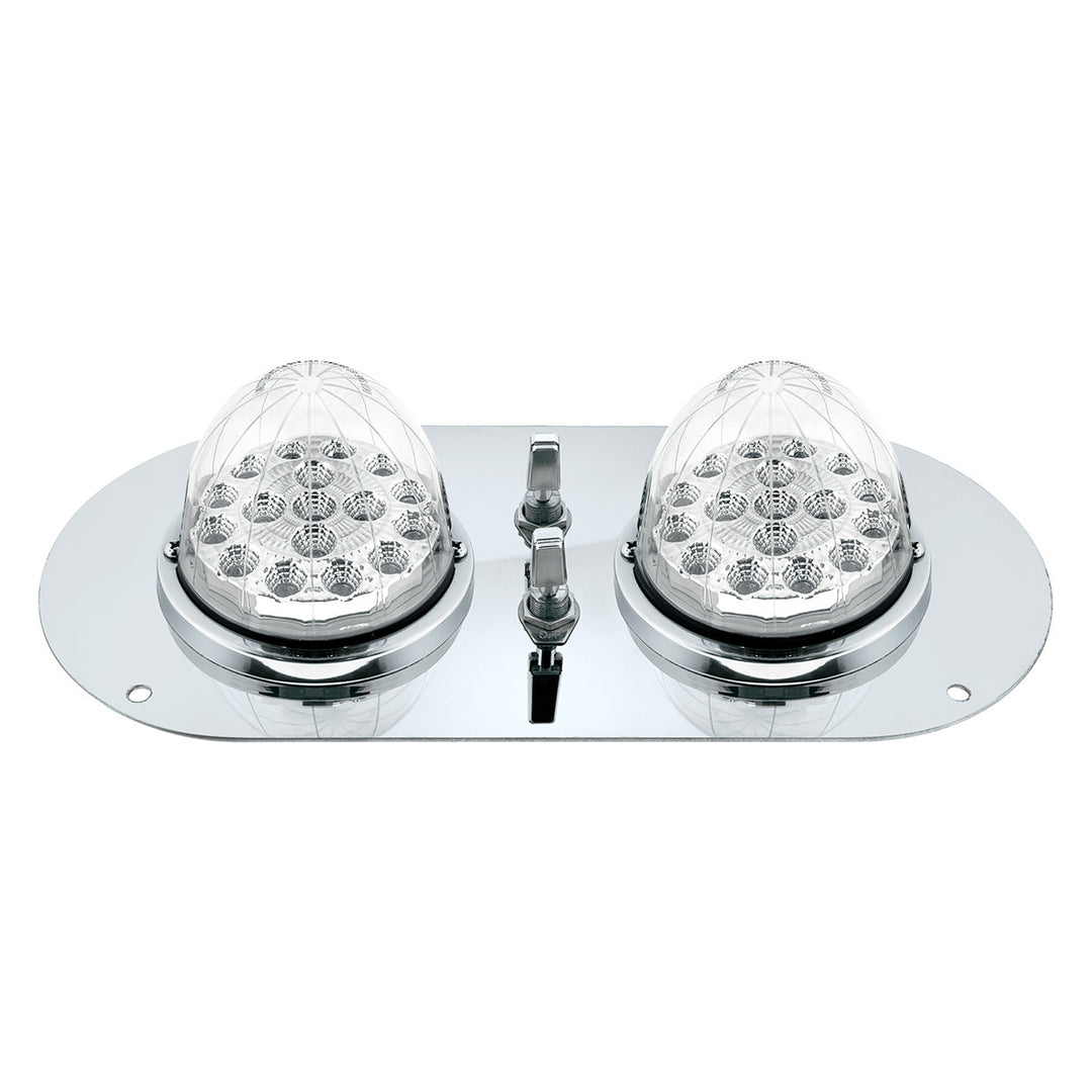 304 Stainless Steel Above Door Dome Light Kit With 2 x 17 LED Double Fury Watermelon For KW &amp; PB Trucks - Red &amp; Green LED