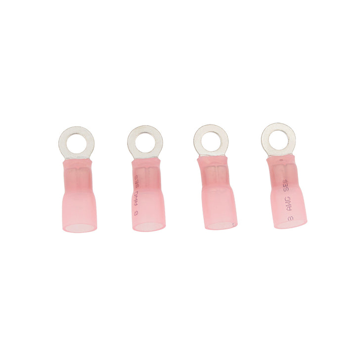 8 AWG 1/4" Stud CS Heat Shrink Ring Terminal - Pink (4-Pack)