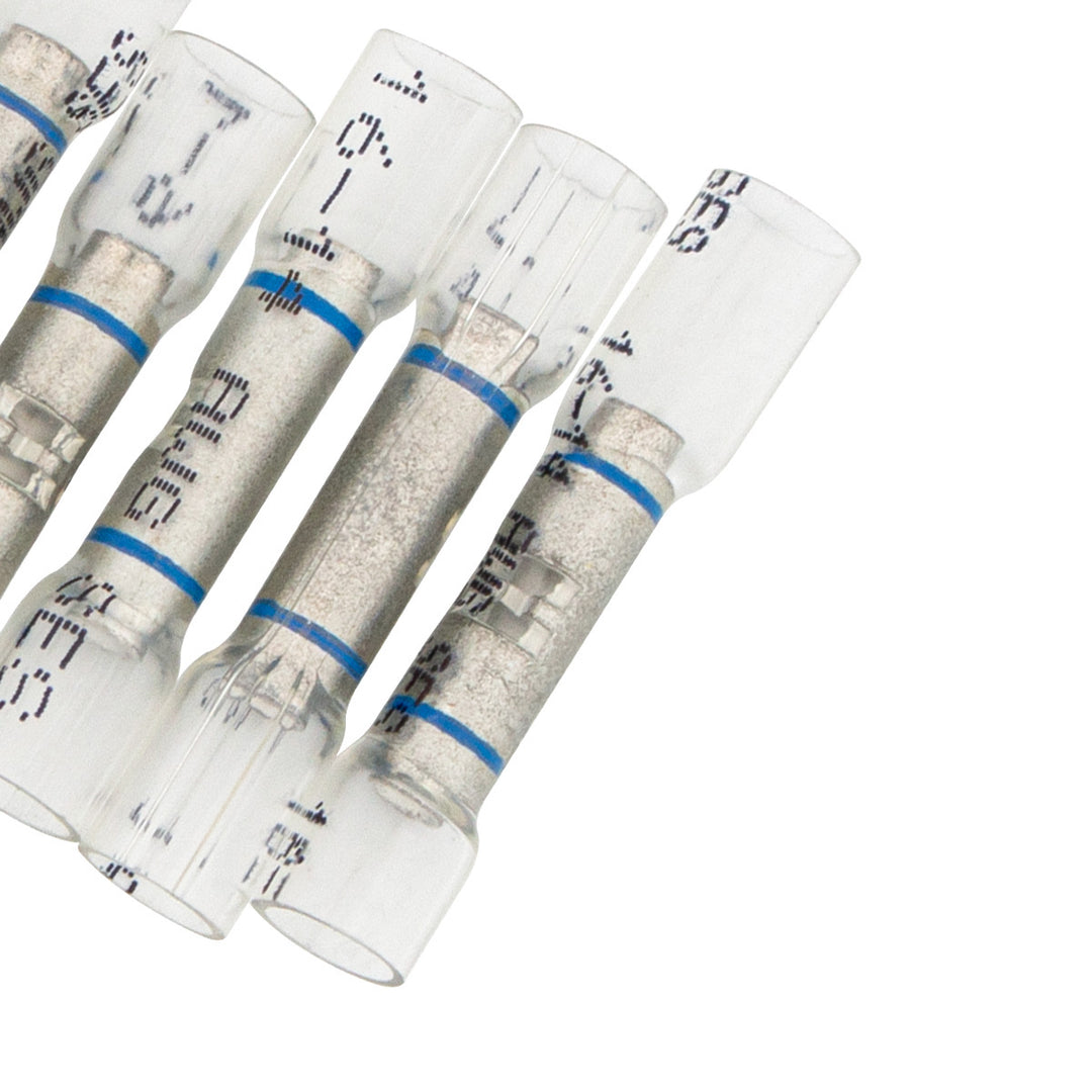 16-14 AWG CS Window Heat Shrink Butt Connector - Clear w/ Blue Stripe (10-Pack)