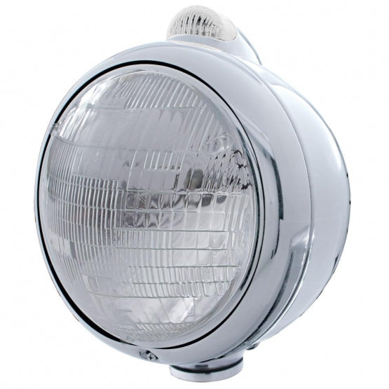 Chrome Guide 682-C Style Headlight 6014 &amp; LED Turn Signal - Clear Lens