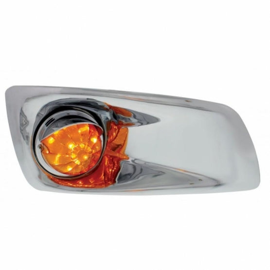 Fog Light Cover With Amber LED Watermelon Light &amp; Visor For 2007-17 KW T660 - Passenger - Amber Lens