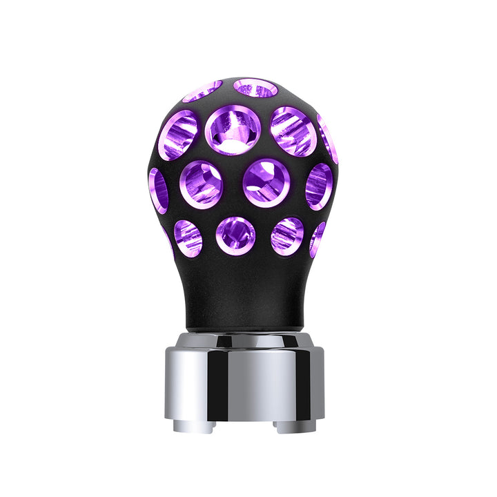 Thread-On Matte Black Phoenix Style Ball Gearshift Knob With LED 9/10 Speed Adapter - Purple LED