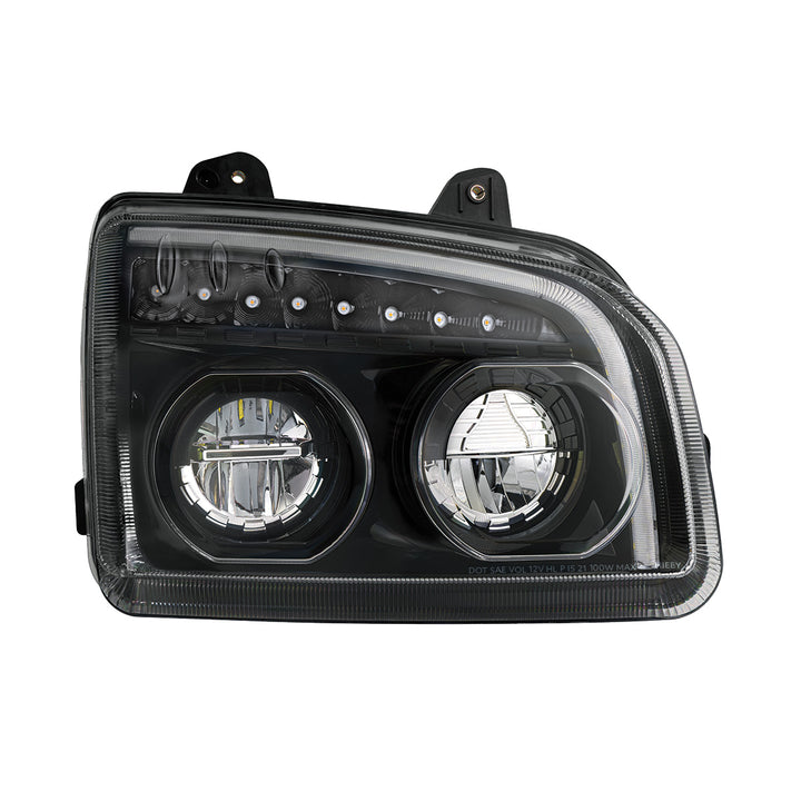 High Power LED Blackout Headlight With LED Turn Signal &amp; Light Bar For 2015-2025 Kenworth T880 - Passenger
