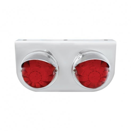 Stainless Light Bracket With 2 x 17 LED Watermelon Lights &amp; Visors - Red LED/Red Lens
