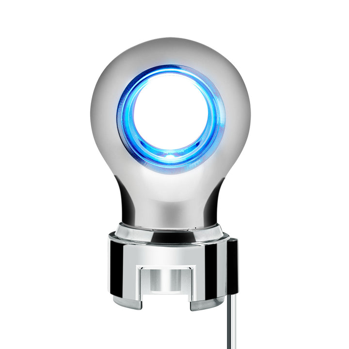 Thread-On Chrome Charlotte Style Gearshift Knob With LED 13/15/18 Speed Adapter - Blue LED