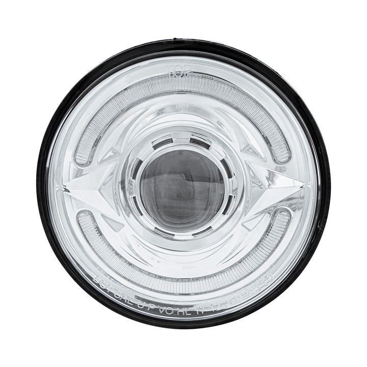 ULTRALIT - LED 5-3/4" Round Headlight With 60 LED Dual Color Light Bar, Amber &amp; White LED - Low Beam
