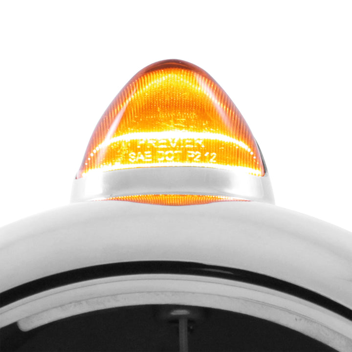 Black Guide 682-C Headlight H4 With White LED &amp; Original Style LED Signal - Amber Lens