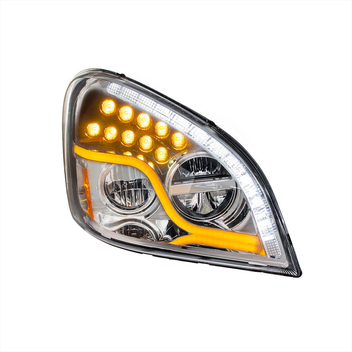 High Power LED Chrome Headlight With LED DRL &amp; LED Turn Signal For 2008-2017 FL Cascadia - Passenger