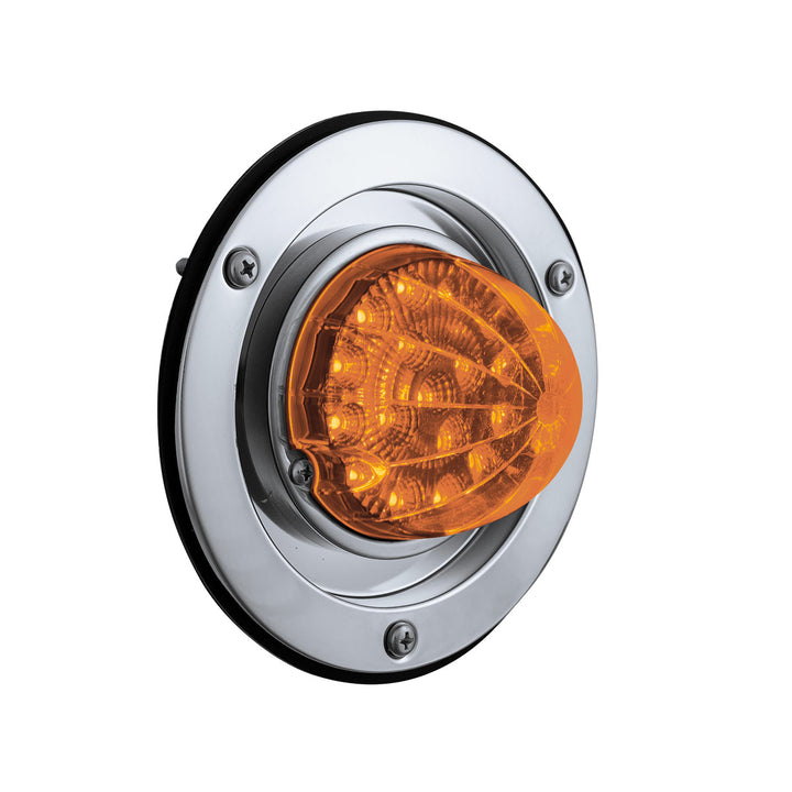 17 LED Dual Function Watermelon Reflector Sleeper Bunk Kit With 304 Stainless Steel Bezel - Amber LED/Amber Lens