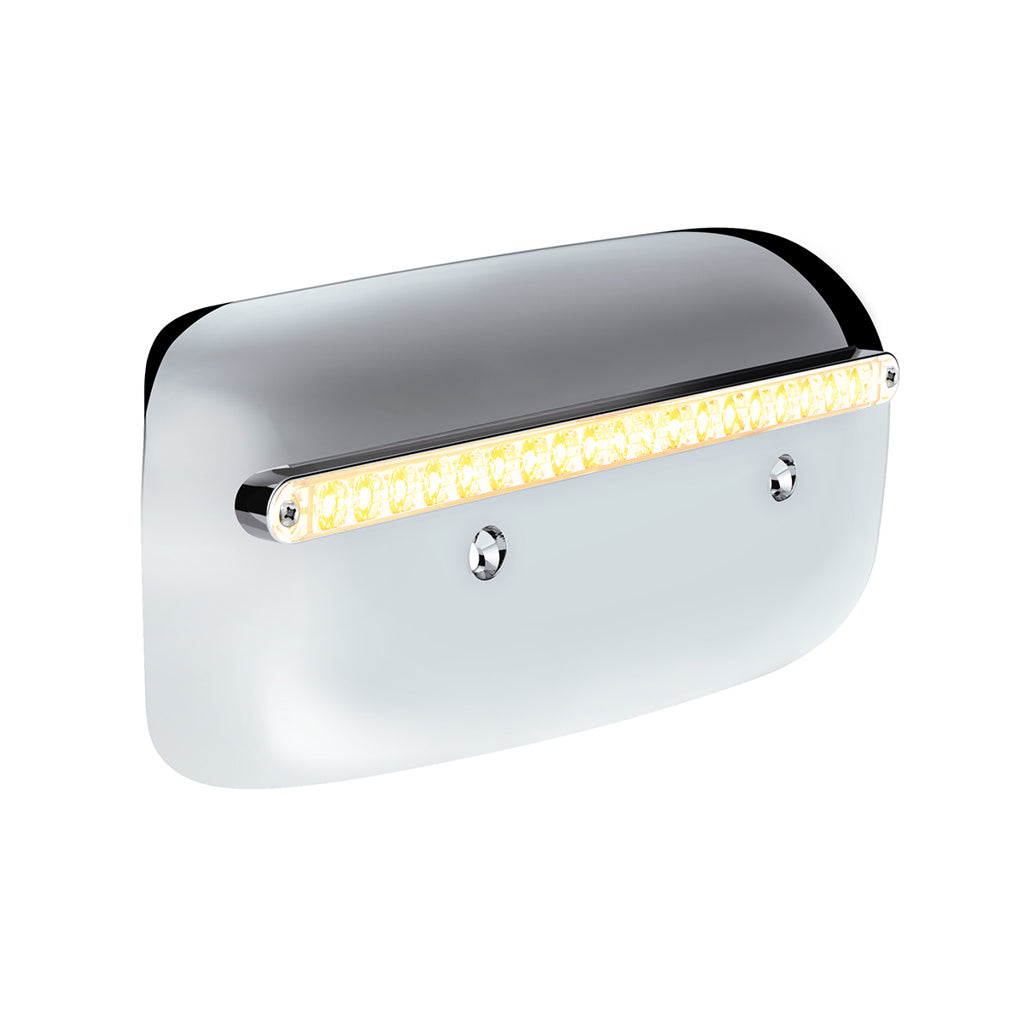 19 LED Rear Headlight Housing Cover For 2008-2023 Peterbilt 389 (Driver) - Amber LED/Clear Lens