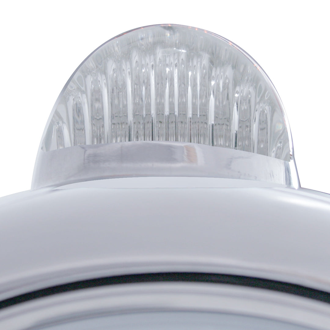 Stainless Steel Guide 682-C Headlight H4 With 6 Amber LED &amp; Dual Mode LED Signal - Clear Lens