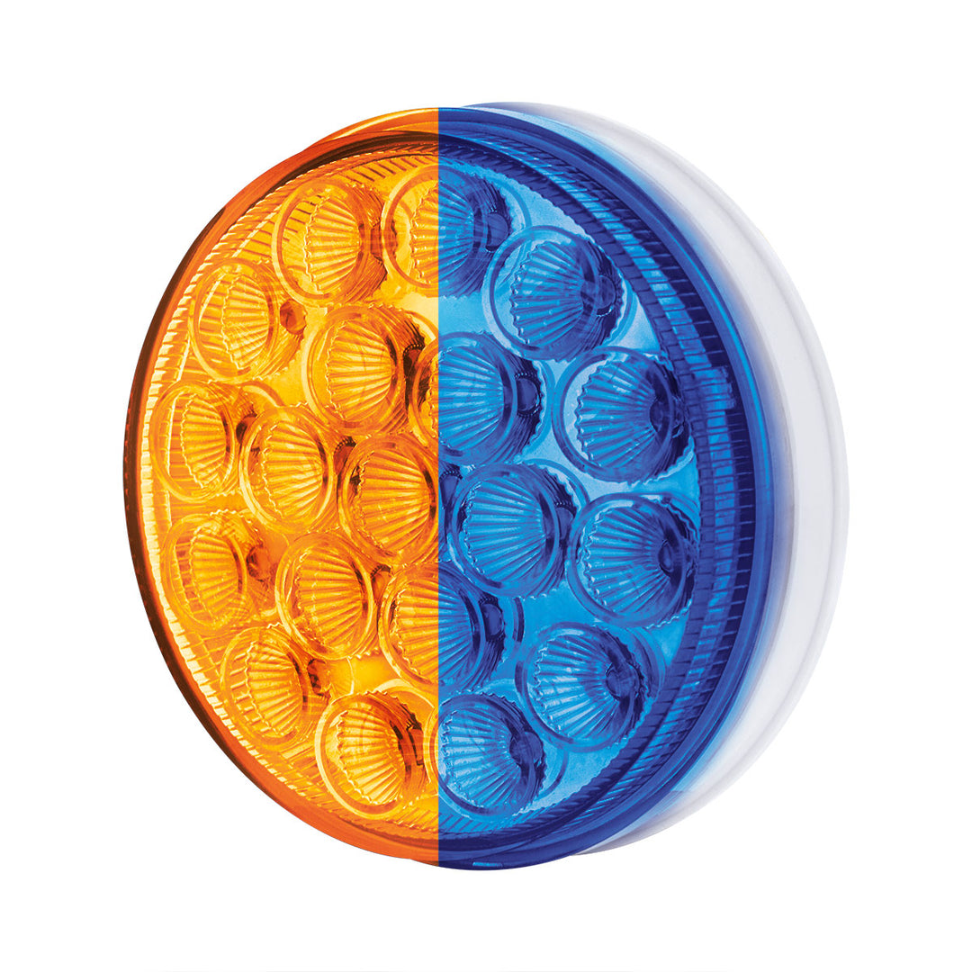 19 LED 4" Round Double Fury Light (Turn Signal) - Amber &amp; Blue LED/Clear Lens