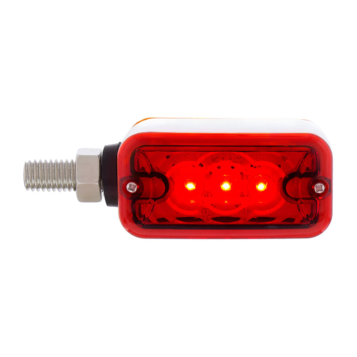 6 LED Single Function Double Face Light - Horizontal Mount - Amber &amp; Red LED/Amber &amp; Red Lens