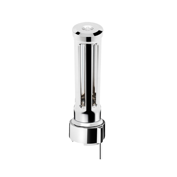 Thread-On Chrome Sonoma Style Gearshift Knob With LED 9/10 Speed Adapter - Clear Crystal/White LED