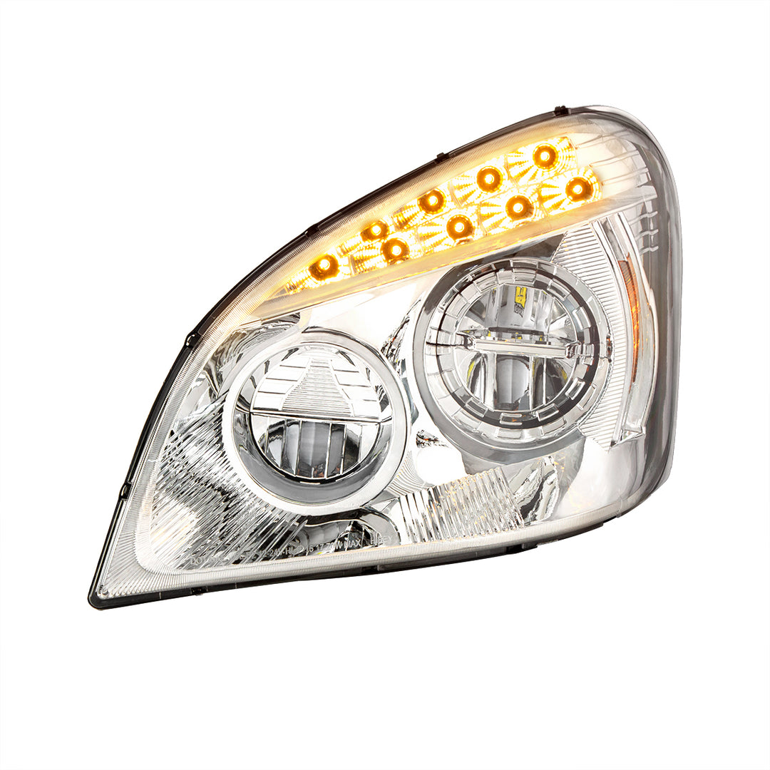Chrome LED Headlight For 2008-2017 Freightliner Cascadia - Driver