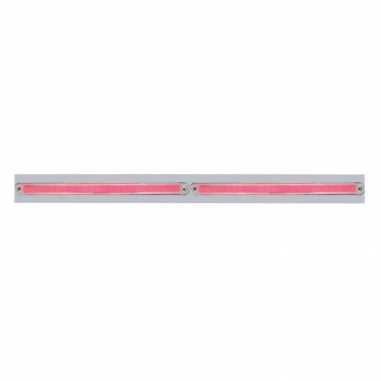 Chrome Top Mud Flap Plate With Two 24 LED 12" GloLight Bars - Red LED/Clear Lens (Each)