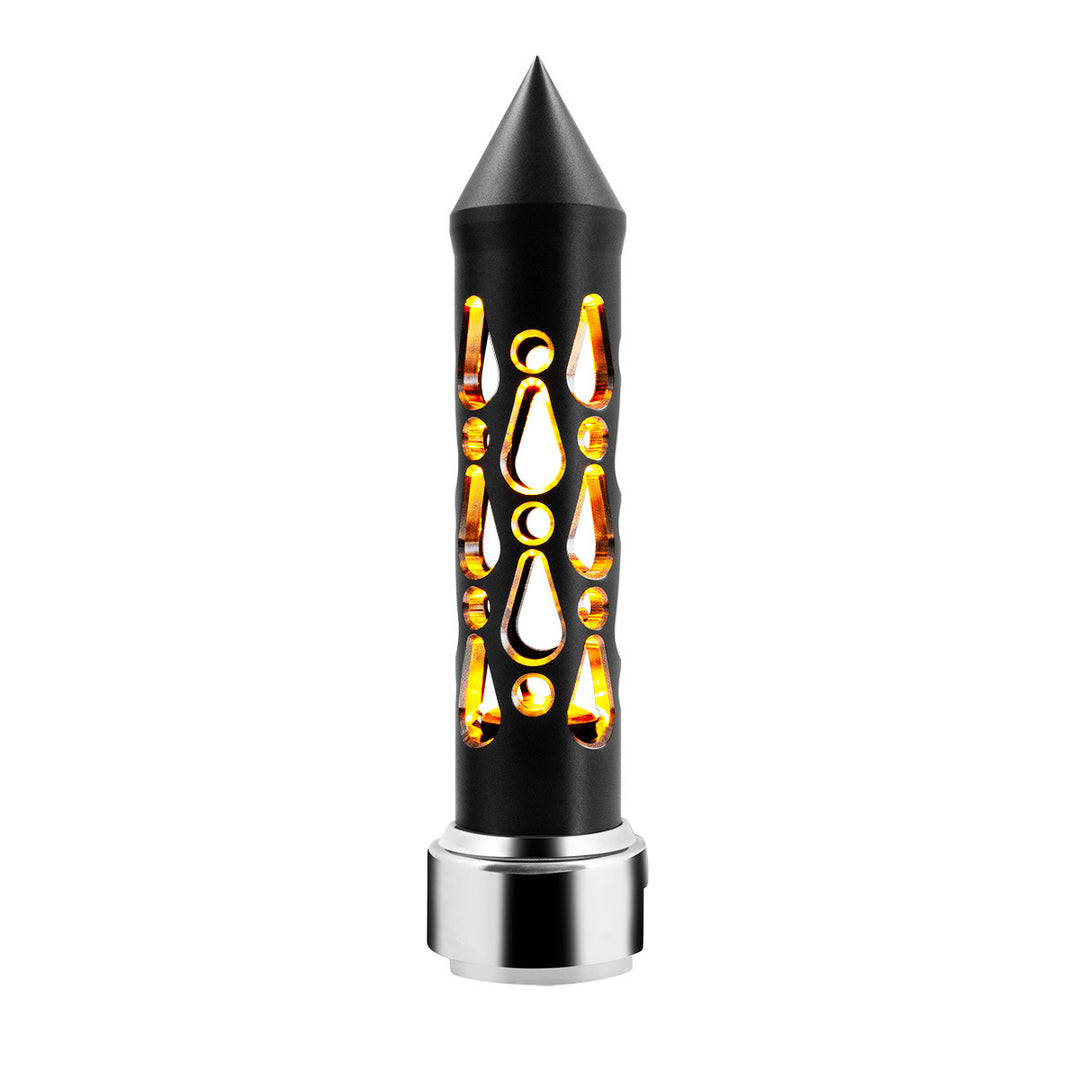 Thread-On Brooklyn Style Spike Gearshift Knob With LED 13/15/18 Speed Adapter - Matte Black/Amber LED