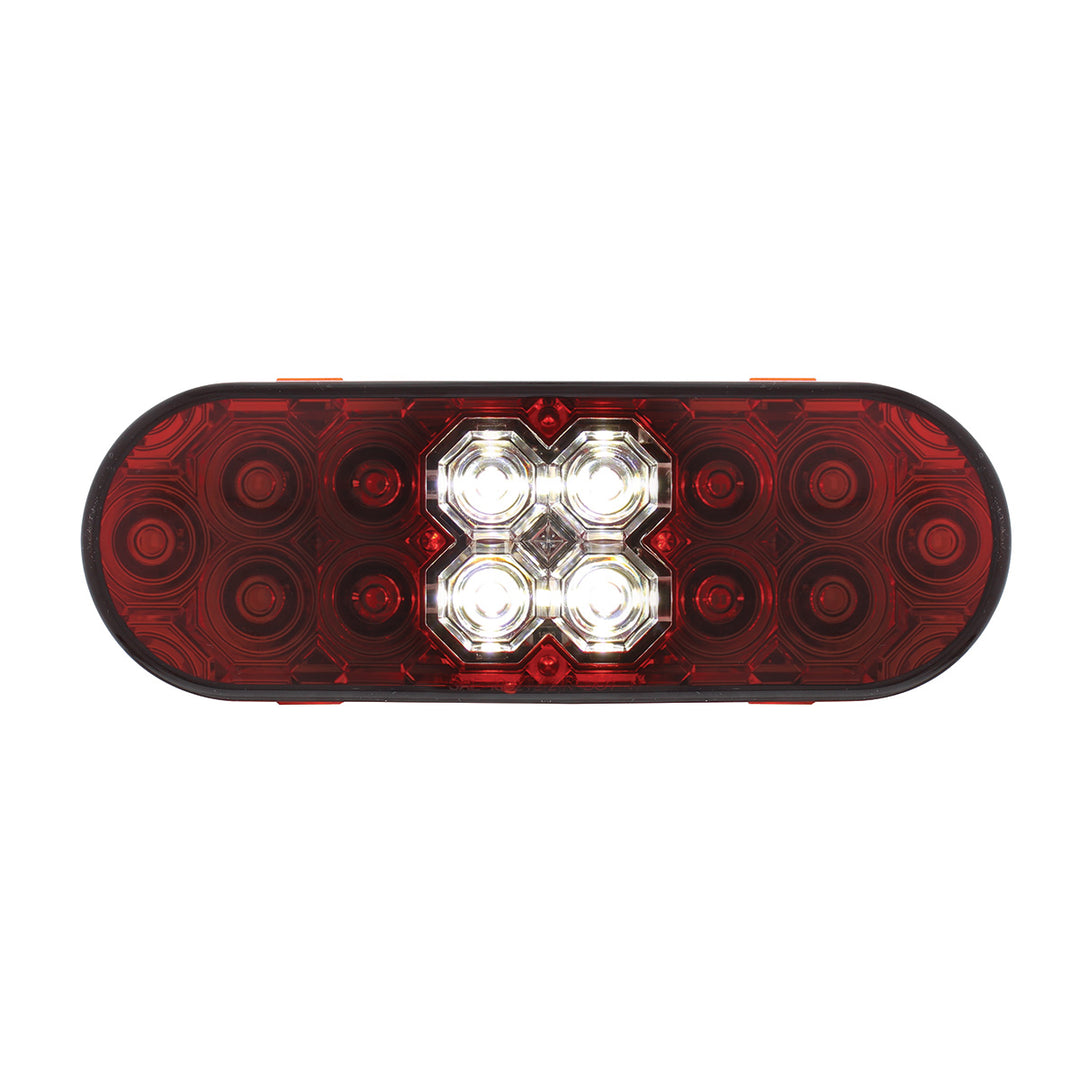 6" Oval Combo Light With 14 LED Stop, Turn &amp; Tail &amp; 16 LED Back-Up - Red LED/Red Lens
