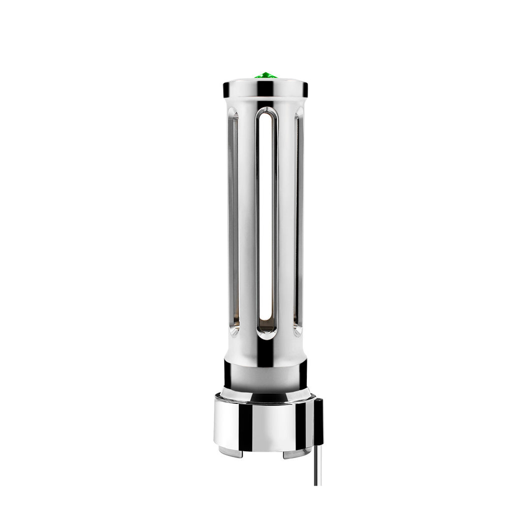 Thread-On Chrome Sonoma Style Gearshift Knob With LED 9/10 Speed Adapter - Dark Green Crystal/Green LED