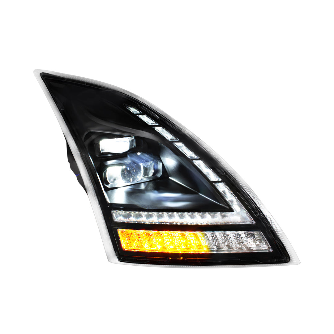 Blackout Full LED Headlight With Switchable Sequential Turn Signal. 2018-2024 Volvo VNL - Passenger