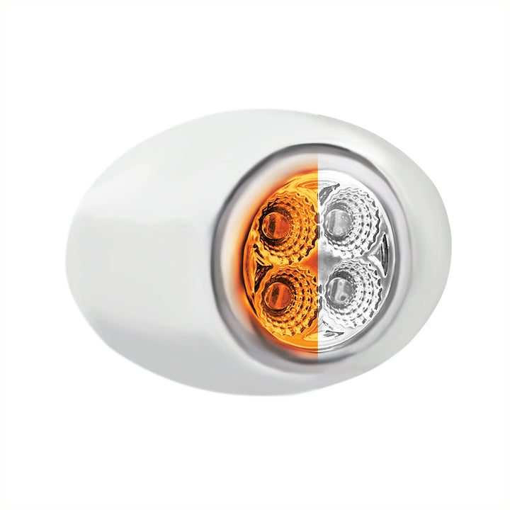 4 LED Double Fury Light (Clearance/Marker) - Amber &amp; White LED/Clear Lens