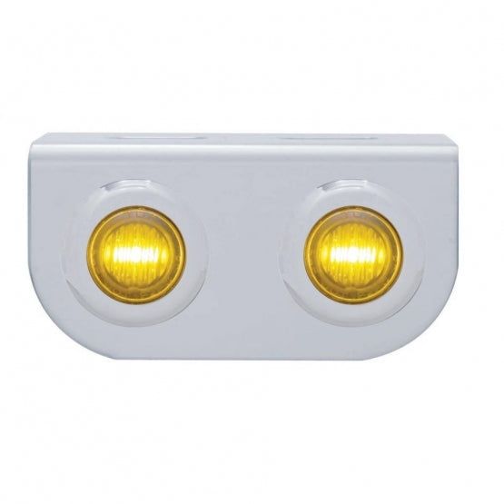 Stainless Light Bracket With 2 x 3 LED 3/4" Mini Lights - Amber LED/Amber Lens