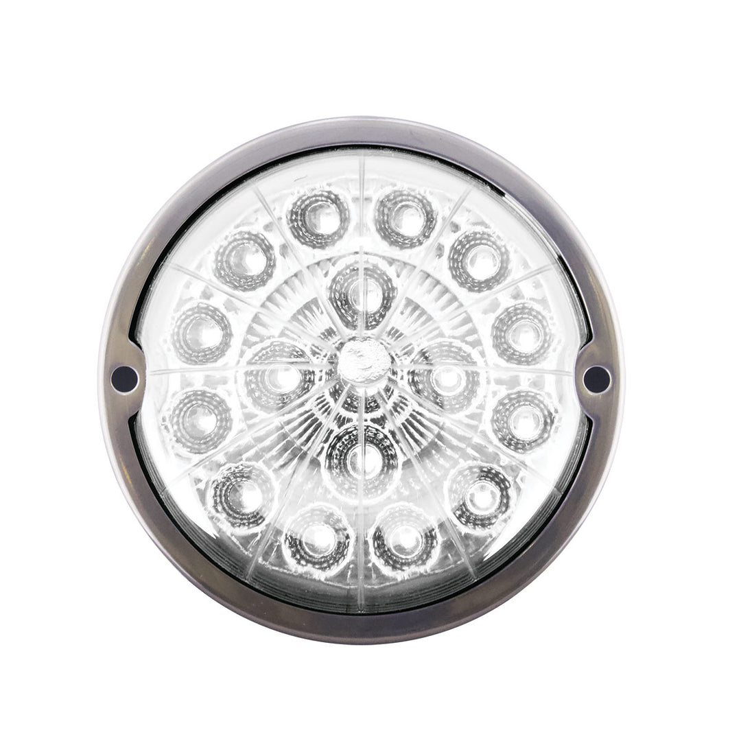 17 LED Watermelon Dual Function Double Fury Light Flush Mount Kit With Low Profile Stainless Steel Bezel - Red &amp; White LED