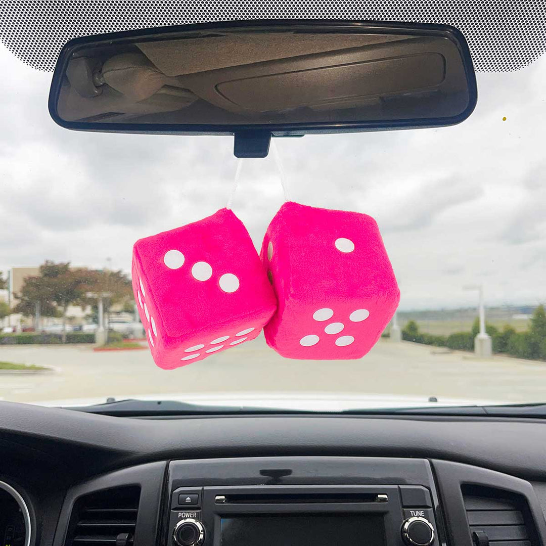 3" x 3" Classic Fuzzy Dice, Pink (Pair)