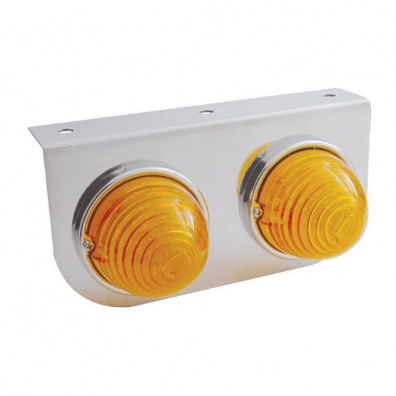 Stainless Light Bracket With 2 x 17 LED Beehive Lights - Amber LED/Amber Lens