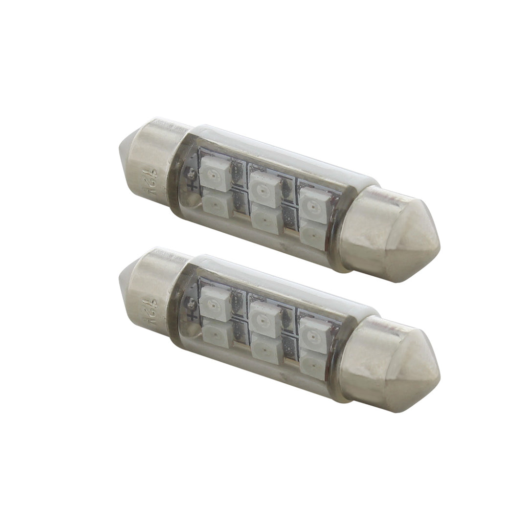 6 SMD High Power Micro LED 6418/6461 - 36mm Dome Light Bulb - Amber (2-Pack)