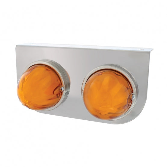 Stainless Light Bracket With 2 x 9 LED Dual Function Watermelon GloLight - Amber LED/Amber Lens