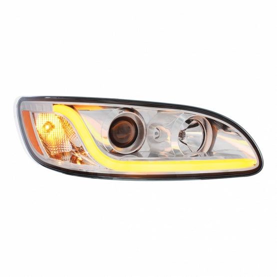 Chrome Projection Headlight W/LED Dual Function Light Bar For PB 386 (2005-2015) &amp; 387 (1999-2010) - Passenger