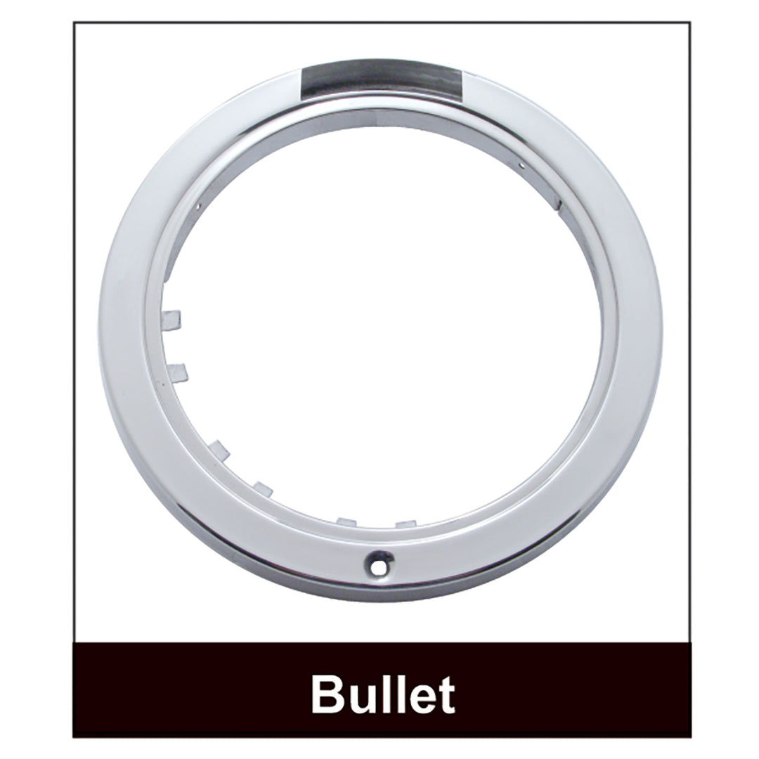 Stainless Bullet Half Moon Headlight 11 LED Bulb &amp; LED Signal - Clear Lens