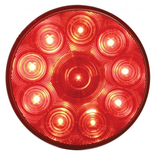 10 LED 4" Round Light (Stop, Turn &amp; Tail) - Red LED/Red Lens