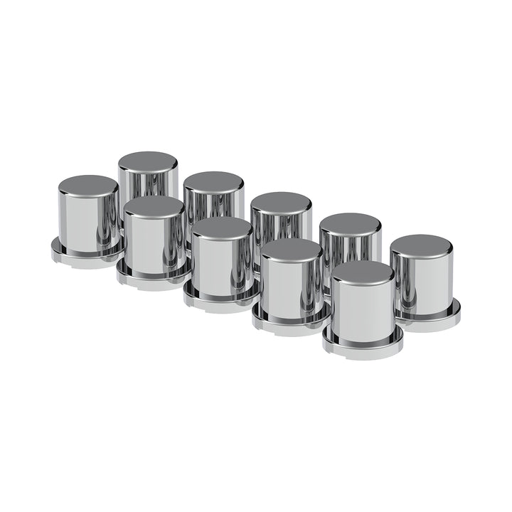 3/4" x 1-1/4" Chrome Plastic Flat Top Nut Covers - Push-On (10-Pack)