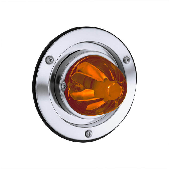 Dual Function Glass Watermelon Sleeper Bunk Kit With 304 Stainless Steel Bezel &amp; LED Bulb - Amber Lens/Amber LED