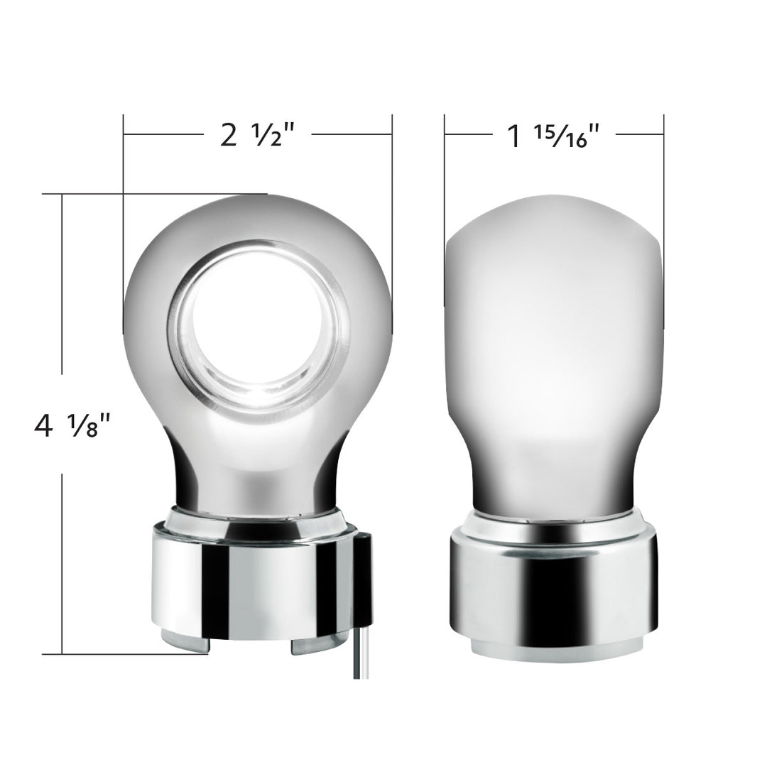 Thread-On Chrome Charlotte Style Gearshift Knob With LED 9/10 Speed Adapter - White LED