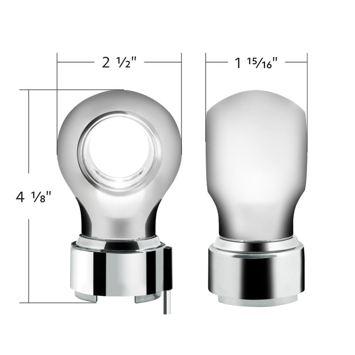 Thread-On Chrome Charlotte Style Gearshift Knob With LED 9/10 Speed Adapter - White LED