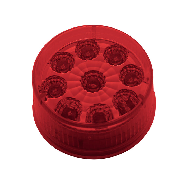9 LED 2" Round Reflector Light (Clearance/Marker) - Red LED/Red Lens