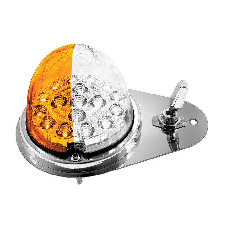 304 Stainless Steel Above Door Dome Light Kit W/ 17 LED Double Fury Watermelon For 1994-2025 KW W900 - Amber &amp; White LED