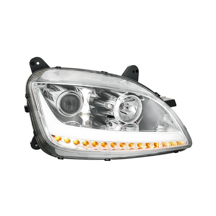 Chrome Projection Headlight With LED Position Light &amp; Sequential Signal For 2012-2021 Peterbilt 579 - Passenger